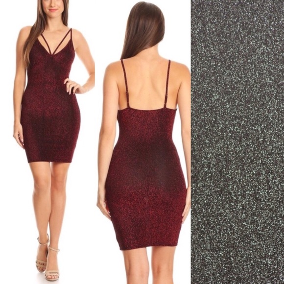 Bear Dance Dresses & Skirts - Bear Dance Metallic Gray Bodycon Strappy Sexy Mini